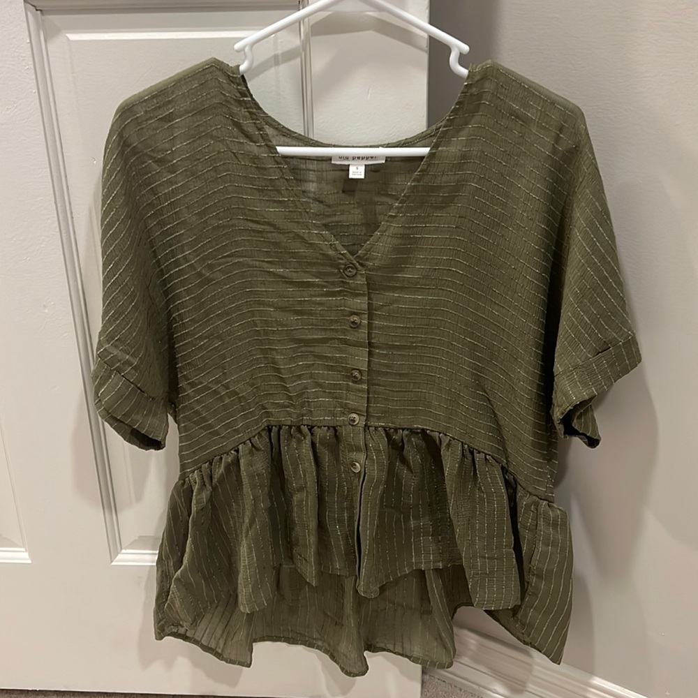Blu pepper green size small blouse